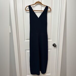LOFT Deep Blue V-Neck Sleeveless Wide-Leg Jumpsuit